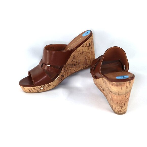 Franco Sarto Women's Brown Wedge leather With Cork Heel Size 7.5 - Picture 6 of 7